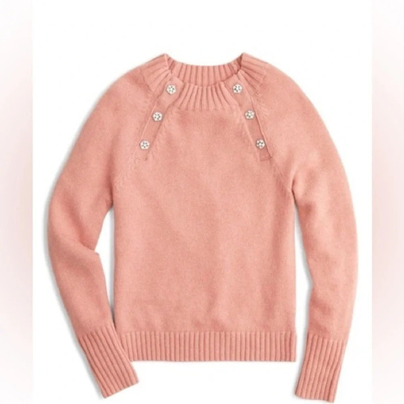J Crew Sweater With Jeweled Buttons lamb wool blend dusty pink size XS - Picture 2 of 11